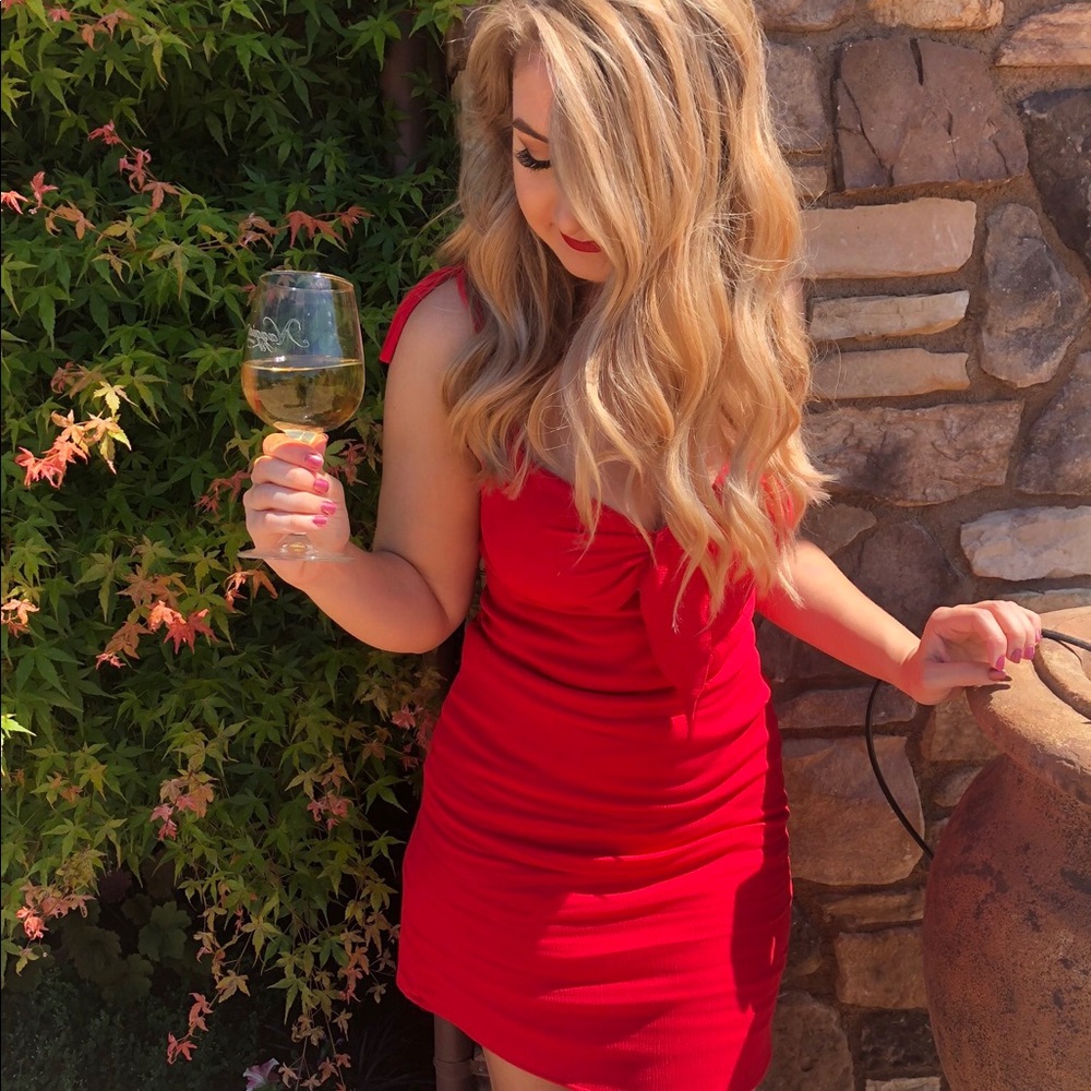 Front-Tie Red Dress